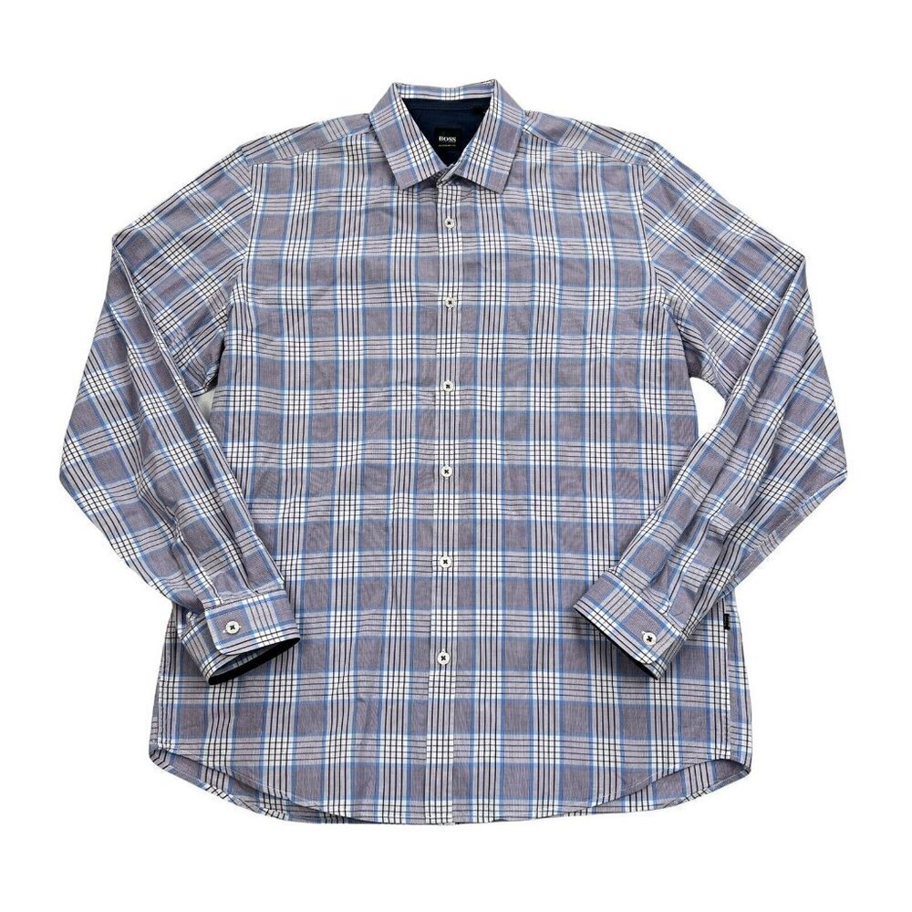 Boss Hugo Boss Purple Blue Regular Fit Button Down Lorenzo Shirt